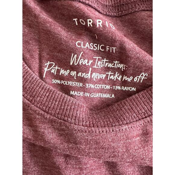 Torrid Classic Fit Maroon Heather Jersey Knit Short Sleeve Crew Neck T-shirt 1 - Picture 5 of 6